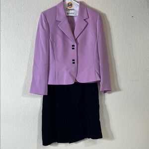 Lavender Blazer and Black Skirt Set